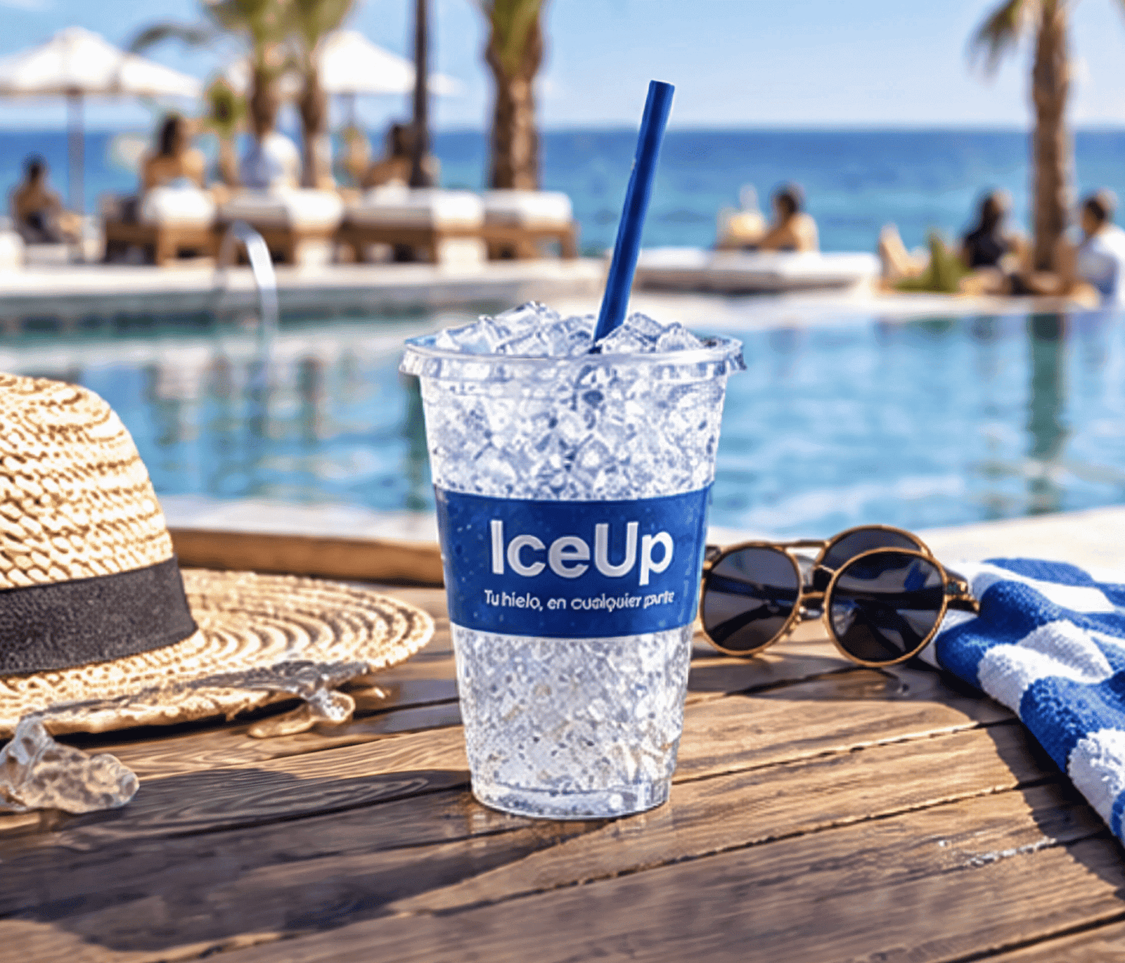 Vaso IceUp en un beach club